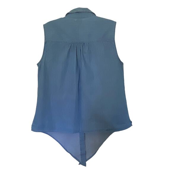 J. CREW FACTORY Top Women's Size 8 Sleeveless Denim Chambray Shirt Tie Waist - Picture 11 of 11
